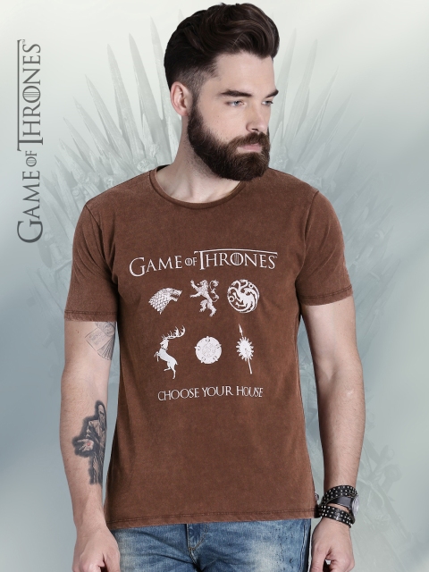 

Game of Thrones by Kook N Keech Brown Printed Round Neck T-shirt
