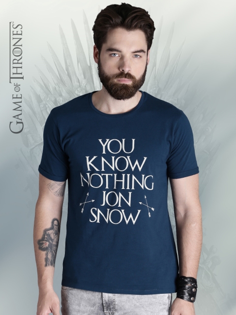 

Game of Thrones by Kook N Keech Men Blue Printed Round Neck T-shirt