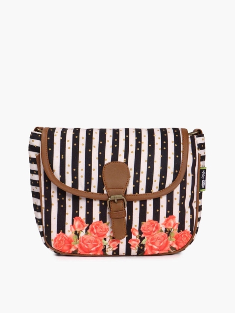 

Kanvas Katha Multicoloured Striped Half Moon Sling Bag, Multi