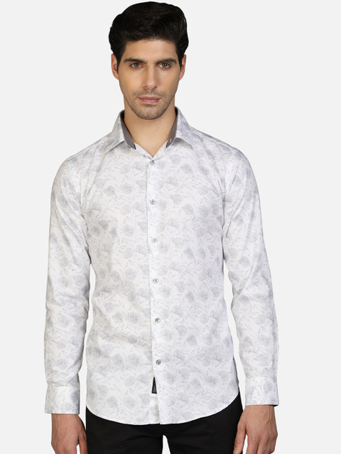 

Callino London Men White & Grey Slim Fit Printed Formal Shirt