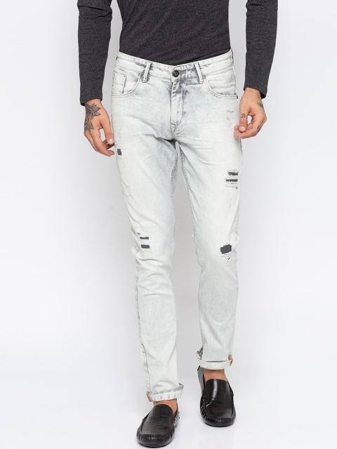 

SPYKAR Men Grey Kano Slim Fit Highly Distressed Heavy Fade Jeans