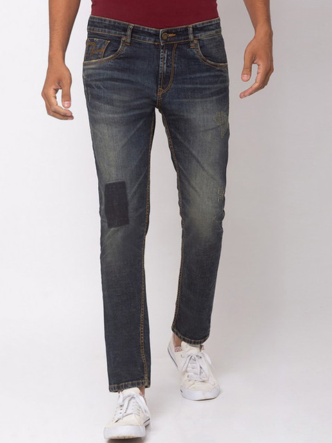 

SPYKAR Men Blue Slim Fit Low Distress Heavy Fade Jeans