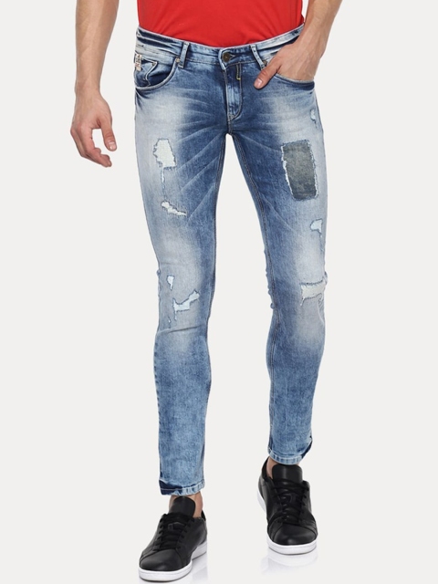 

SPYKAR Men Blue Kano Slim Fit Mildly Distressed Heavy Fade Jeans