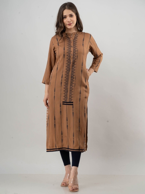 

FASHION DWAR Women Brown Ethnic Motifs Cotton Kurta