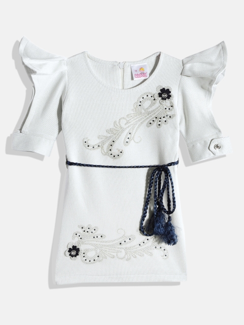 

kidoz Girls Grey Embellished A-Line Dress with Belt