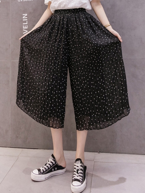 

La Aimee Women Classic Black Polka Dotted Palazzos