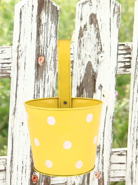 

Leafy Tales Yellow & White Printed Hanging Planters