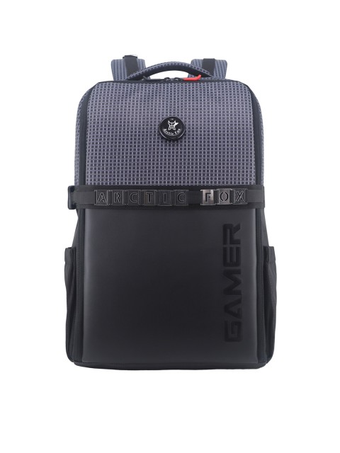 

Arctic Fox Unisex Black & Grey Checked Personalized Gamer Backpack