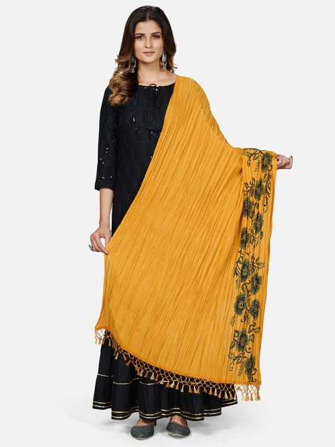 

Vbuyz Yellow & Green Printed Pure Silk Dupatta