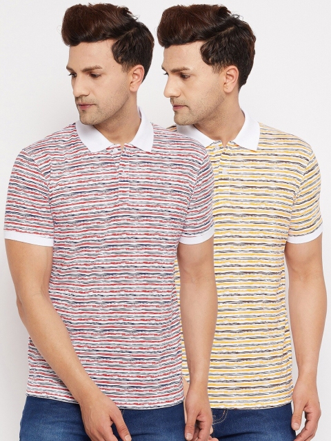 

WILD WEST Men Multicoloured 2 Striped Polo Collar T-shirt, Multi