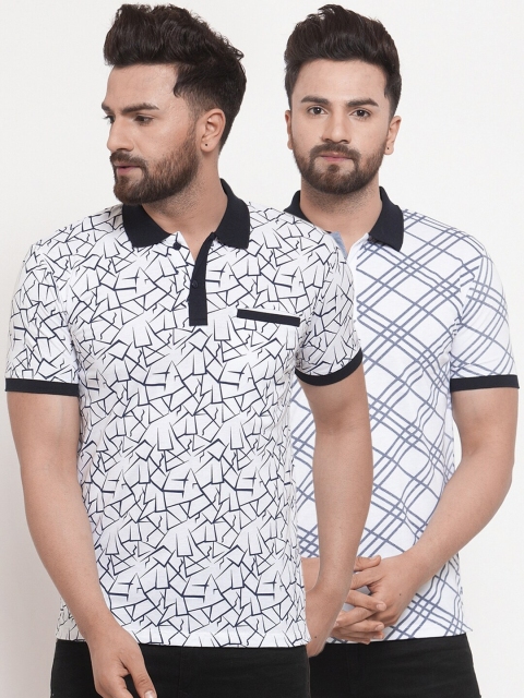 

WILD WEST Men Multicoloured 2 Printed Polo Collar Monochrome T-shirt, Multi