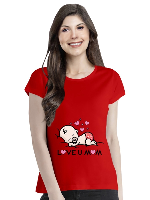 

Pootlu Women Red Printed T-shirt