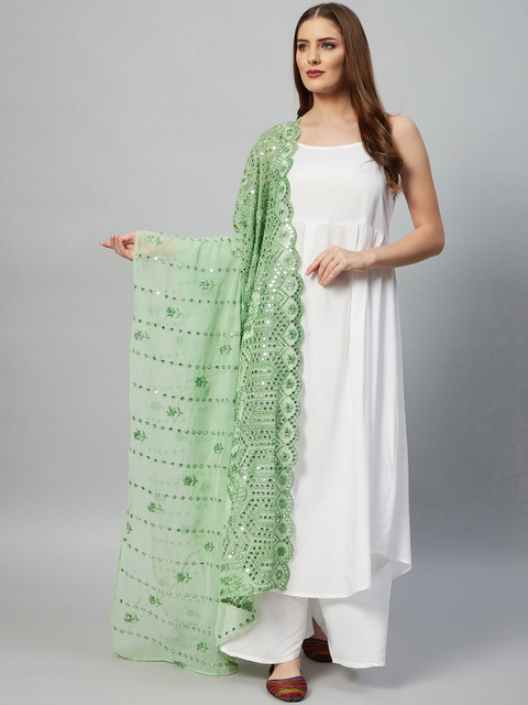 

InWeave Women White Kurta With Palazzos & Dupatta