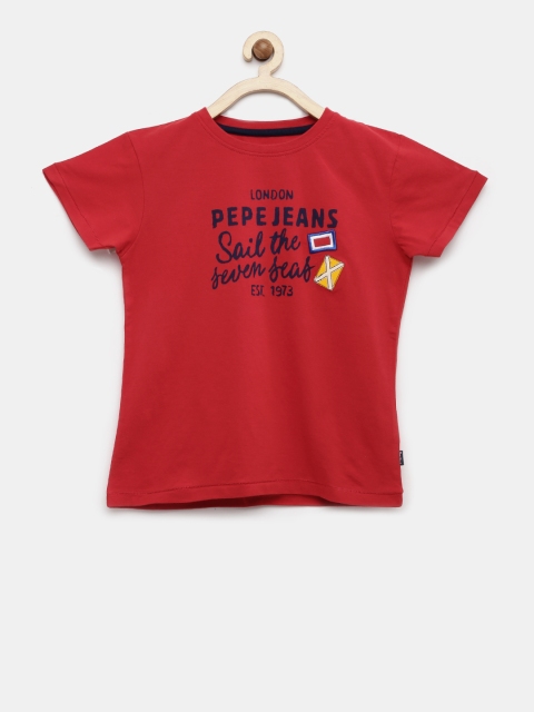 

Pepe Jeans Boys Red Printed Round Neck T-shirt