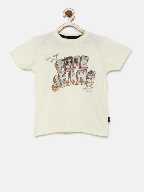 

Pepe Jeans Boys Off-White Printed Round Neck T-shirt
