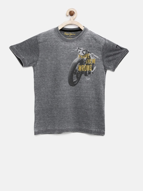 

Pepe Jeans Boys Charcoal Grey Printed Round Neck T-Shirt