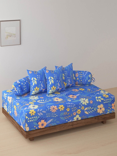 

KLOTTHE 6 Pieces Blue Printed Diwan Set