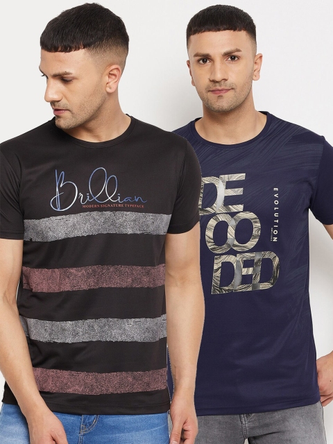 

Parcel Yard Men Black & Navy Blue Typography Set Of 2 Printed Cotton T-shirt