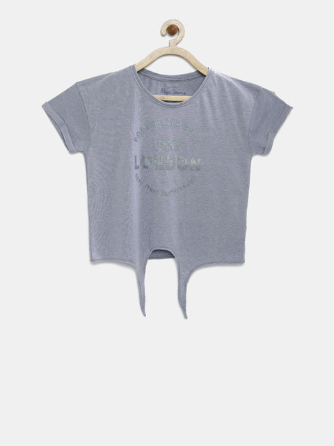 

Pepe Jeans Girls Grey Printed Boxy Top