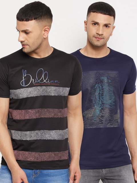 

Parcel Yard Men Pack Of 2 Cotton T-shirts, Black
