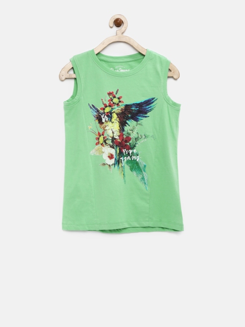 

Pepe Jeans Girls Green Printed Round Neck T-shirt