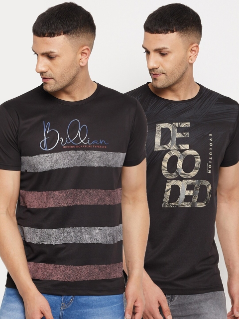 

Parcel Yard Men Black Pack of 2 Typography Printed T-shirt