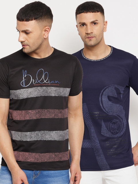 

Parcel Yard Men Black & Navy Blue Typography Set Of 2 Printed Cotton T-shirt