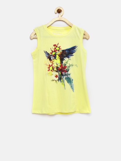 

Pepe Jeans Girls Yellow Printed Round Neck T-shirt