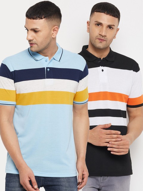 

Parcel Yard Men Blue 2 Striped Polo Collar T-shirt