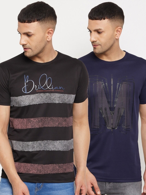 

Parcel Yard Men Black & Navy Blue Typography 2 Printed T-shirt