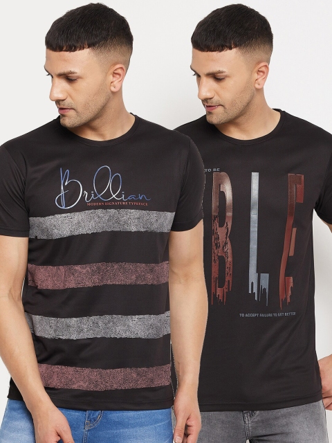 

Parcel Yard Men Black 2 Striped Applique T-shirt