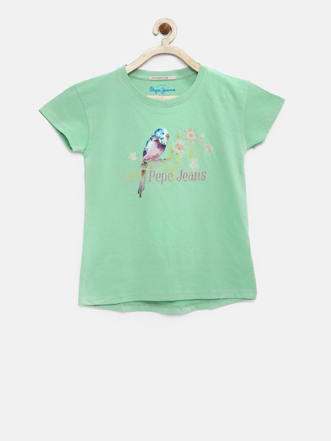 

Pepe Jeans Girls Green Printed Round Neck T-shirt