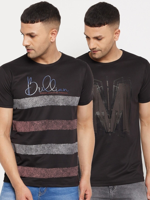 

Parcel Yard Men Black Typography 2 Striped T-shirt