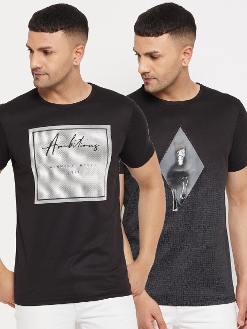 

Parcel Yard Men Black & White Typography Set Of 2 Printed Cotton T-shirt