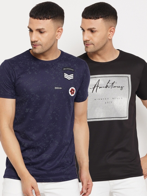

Parcel Yard Men Pack Of 2 Cotton T-shirts, Navy blue