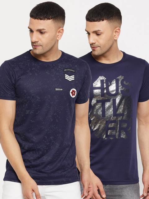 

Parcel Yard Men Pack Of 2 Cotton T-shirts, Navy blue