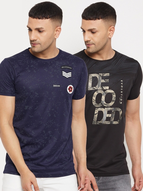 

Parcel Yard Men Pack Of 2 Cotton T-shirts, Navy blue