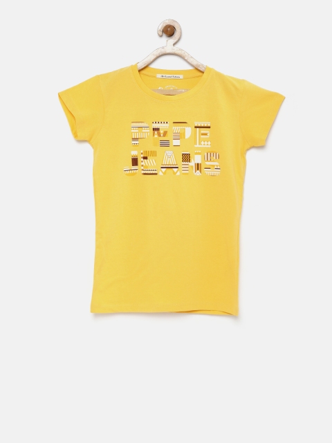 

Pepe Jeans Girls Yellow Printed Round Neck T-shirt