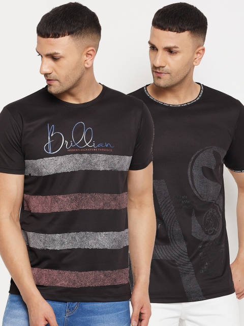 

Parcel Yard Men Black 2 Striped T-shirt