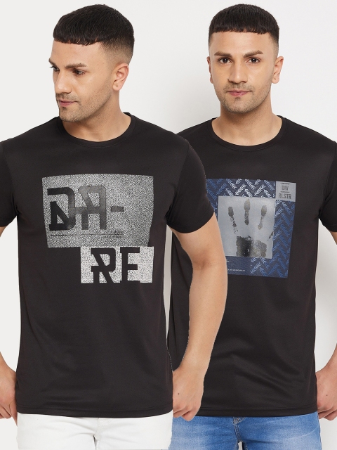 

Parcel Yard Men Black & Blue Set Of 2 Printed Cotton T-shirt