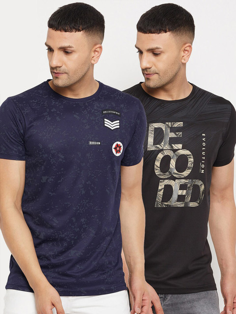 

Parcel Yard Men Pack Of 2 Cotton T-shirts, Navy blue