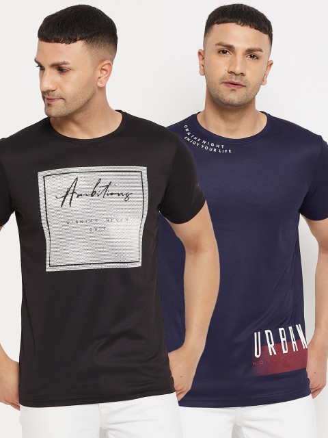 

Parcel Yard Men Pack Of 2 Cotton T-shirts, Black