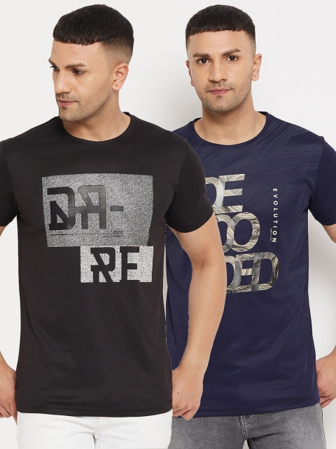 

Parcel Yard Men Pack Of 2 Cotton T-shirts, Black