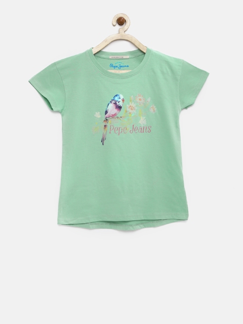 

Pepe Jeans Girls Green Printed Round Neck T-shirt