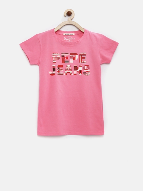 

Pepe Jeans Girls Pink Printed Round Neck T-shirt