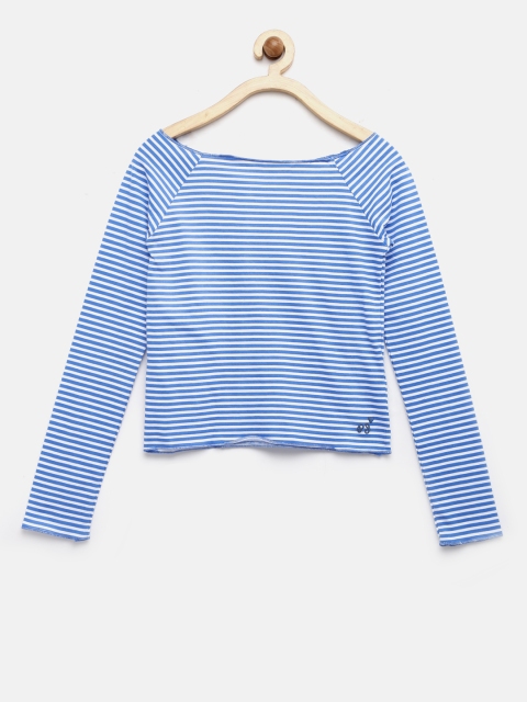 

Pepe Jeans Girls Blue Striped Boat Neck T-shirt