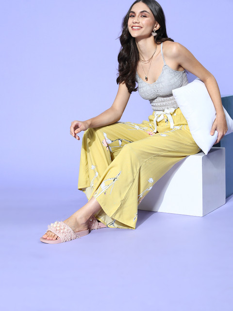 

Sweet Dreams Women Yellow Printed Sleep Staple Lounge Pants
