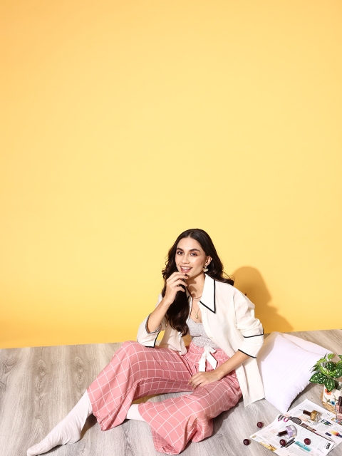 

Sweet Dreams Women Pretty Pink Checked Sleep Staple Lounge Pants
