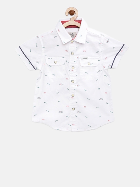 

Pepe Jeans Boys White Regular Fit Printed Casual Shirt