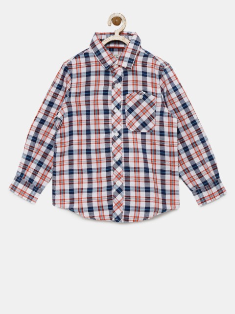 

Pepe Jeans Boys Navy & White Regular Fit Checked Casual Shirt, Navy blue
